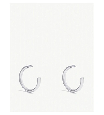 Shop Astrid & Miyu Large Hoop Earrings In White Gold Plating