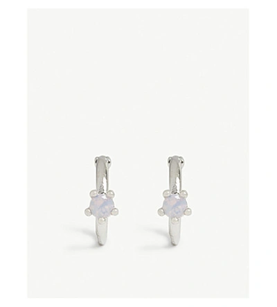 Shop Astrid & Miyu Mystic Stone Huggies Earrings In Silver