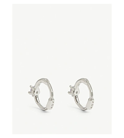 Shop Astrid & Miyu Mystic Stone Huggies Earrings In Silver