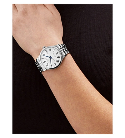 Shop Longines L2.821.4.11.6 Record Stainless Steel Watch In Silver