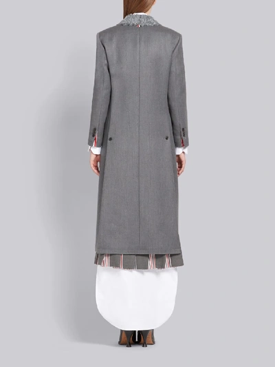 Shop Thom Browne Fur Collar Elongated Chesterfield In Grey