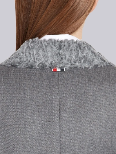 Shop Thom Browne Fur Collar Elongated Chesterfield In Grey