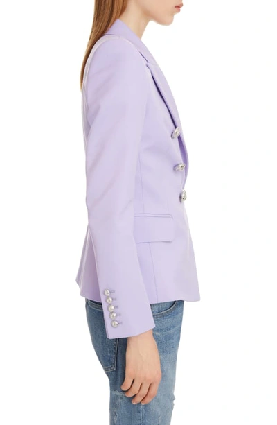 Shop Balmain Double Breasted Blazer In Lilas