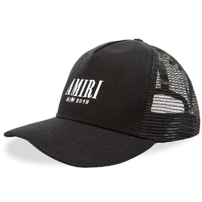 Shop Amiri Logo Trucker Hat In Black