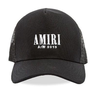 Shop Amiri Logo Trucker Hat In Black