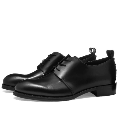 Shop Valentino Rockstud Heel Leather Derby Shoe In Black