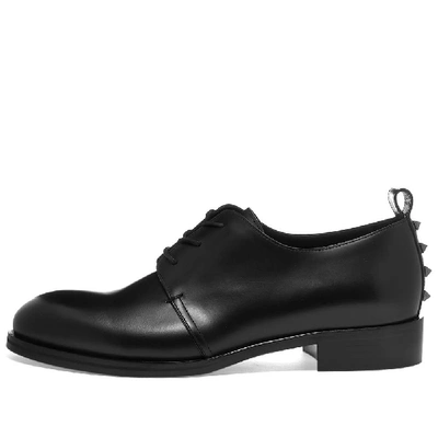 Shop Valentino Rockstud Heel Leather Derby Shoe In Black