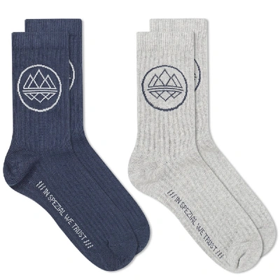 Shop Adidas Consortium Adidas Spzl Mtf Sock 2 Pack In Blue