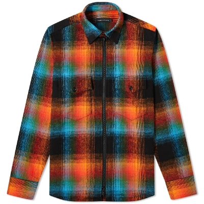 Shop Raised By Wolves Double Plaid Shirt Jacket In Orange