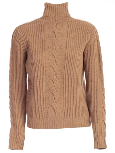 Shop Max Mara Formia Sweater Turtle Neck Wool Cashmere In Cammello