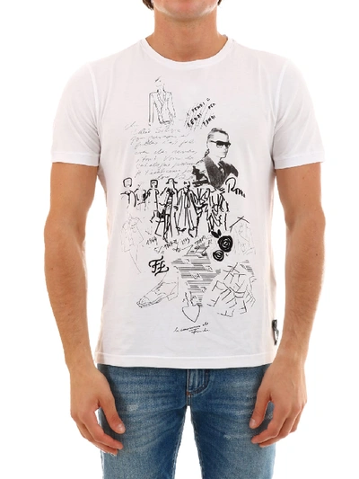 Shop Fendi T-shirt Karl Kollage In White