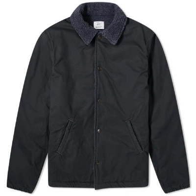 Shop Save Khaki Sherpa Lined Warm Up Jacket In Blue