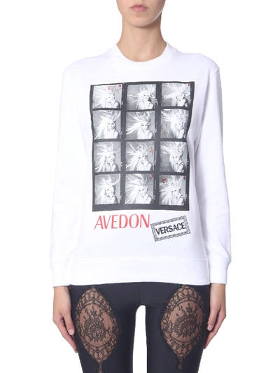 Shop Versace Crew Neck Sweatshirt In White