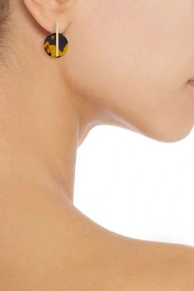 Shop Shashi Woman Eden Gold-plated Tortoiseshell Resin Earrings Brown