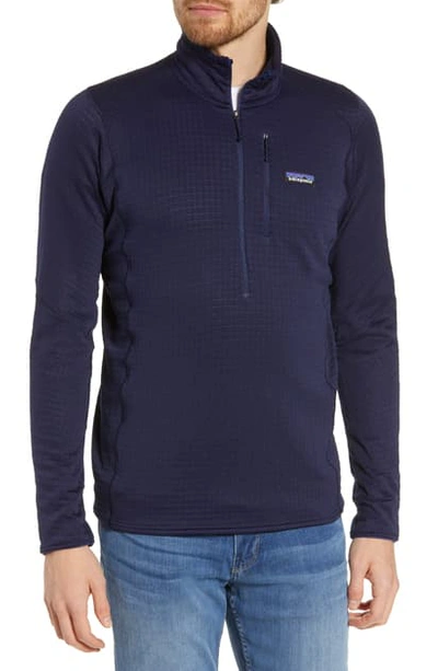 Shop Patagonia R1 Quarter Zip Pullover In Classic Navy