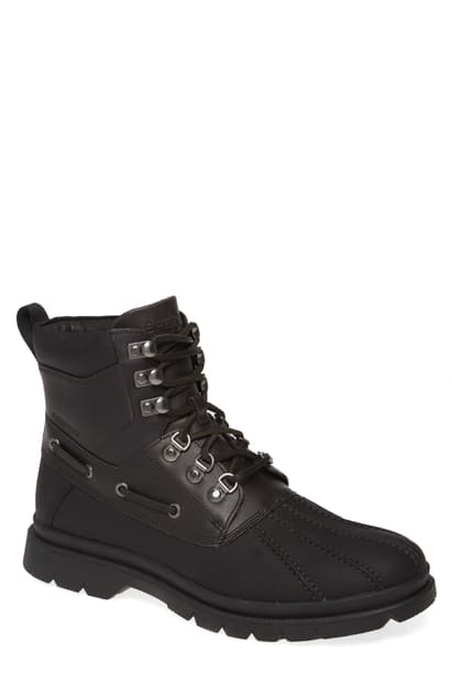 sperry black and grey duck boots