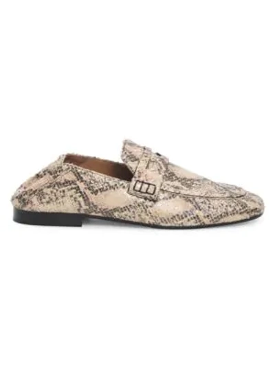 Shop Isabel Marant Fezzy Snakeskin-embossed Leather Drivers In Nude