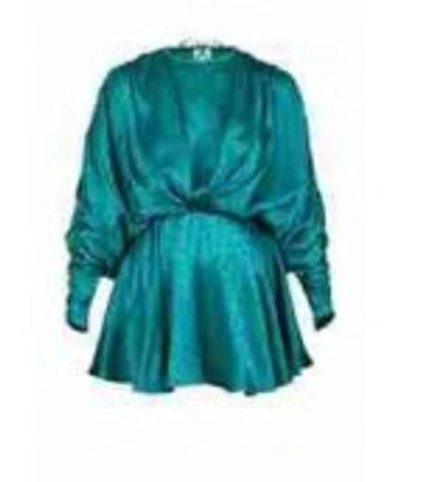 Shop Attico Taffeta Mini Party Dress In Blue