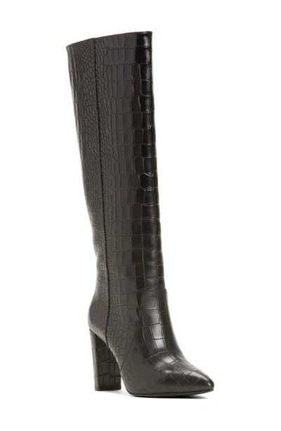 Shop Paige Carmen Knee High Boot In Black Croc Print