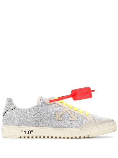 Shop Off-white Silver Leather Sneakers