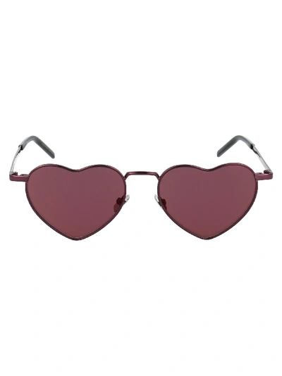 Shop Saint Laurent Women's Purple Metal Sunglasses