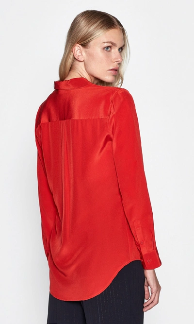 Shop Equipment Slim Signature Silk Shirt In Aura Orange