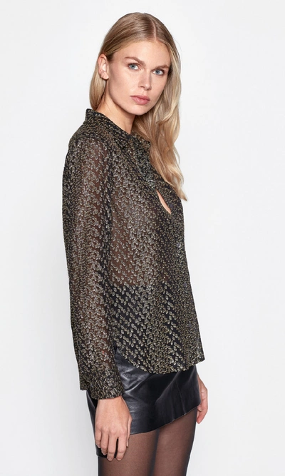 Shop Equipment Leema Silk &amp; Metallic Shirt In Black / Gold