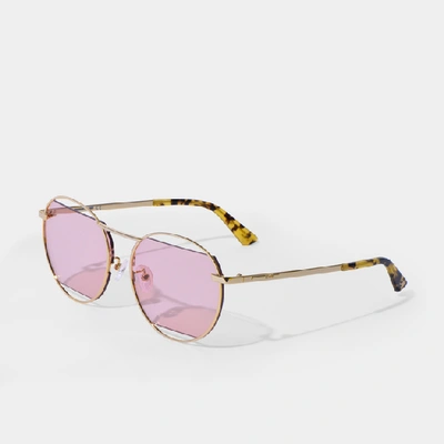 Shop Alexander Mcqueen Round Sunglasses In Metallic