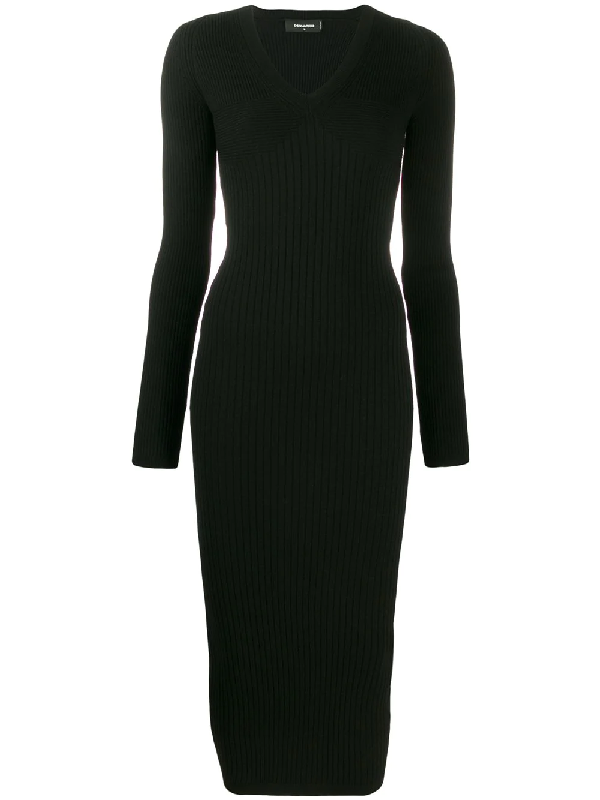 Dsquared2 Ribbed Knit Dress In Black | ModeSens