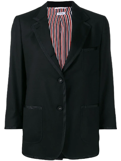 Shop Thom Browne Cropped Sleeves Blazer In Black
