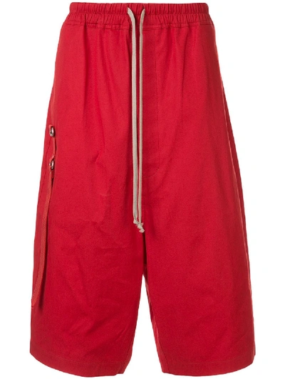 Shop Rick Owens Drop-crotch Shorts In Red