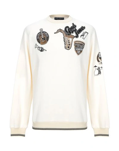 Shop Dolce & Gabbana Man Sweatshirt Ivory Size 34 Cotton, Wool In White