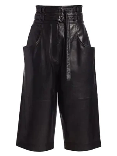 Shop Proenza Schouler Leather Belted Shorts In Black