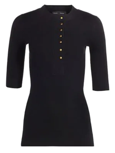 Shop Proenza Schouler Button-front Silk & Cashmere Henley In Black