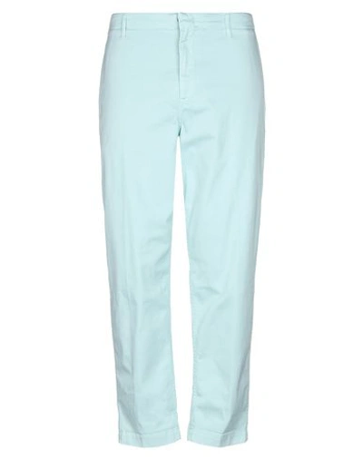 Shop Dondup Man Pants Sky Blue Size 35 Cotton, Elastane