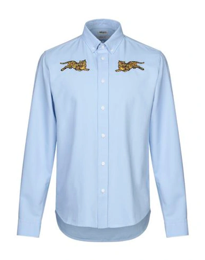 Shop Kenzo Solid Color Shirt In Sky Blue