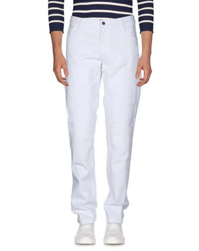 Shop Bikkembergs Man Jeans White Size 36 Cotton, Elastane