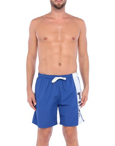 Shop Fila Man Swim Trunks Blue Size S Polyester, Cotton, Elastane