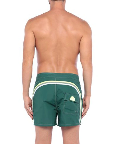 Shop Sundek Man Swim Trunks Dark Green Size 34 Nylon