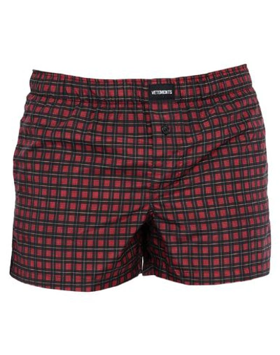 Shop Vetements Swim Shorts In Brick Red