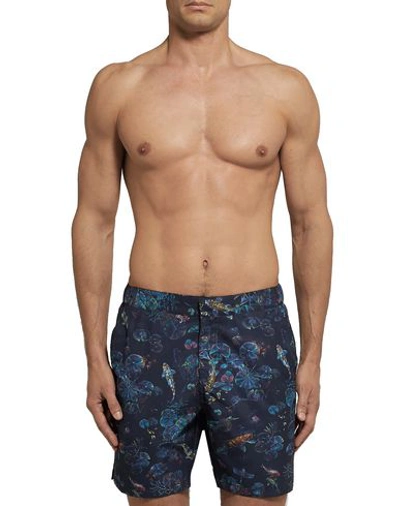 Shop Derek Rose Swim Shorts In Dark Blue