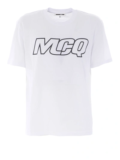 Shop Mcq By Alexander Mcqueen Logo Print Jersey T-shirt In White