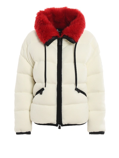 Shop Moncler Faux Fur Pile Padded Jacket In White