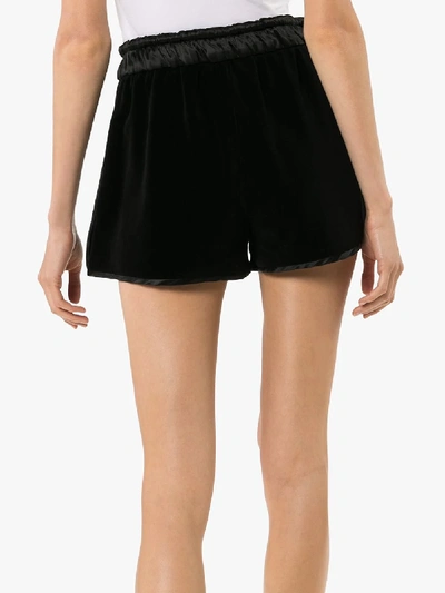 Shop Gucci Drawstring Velvet Shorts In Black