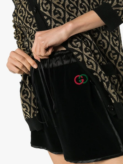 Shop Gucci Drawstring Velvet Shorts In Black