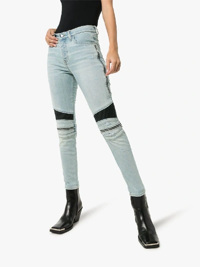 Shop Amiri Mx2 High-rise Zipped Skinny Jeans In Blue