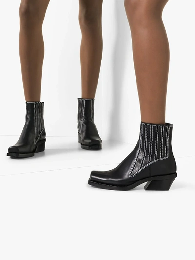 Shop Proenza Schouler Black Western 30 Leather Ankle Boots