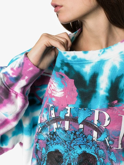 Shop Amiri Skull And Logo Print Tie-dye Sweatshirt In Purple