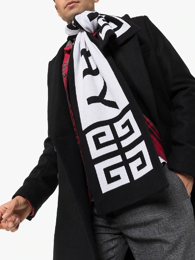 Shop Givenchy Black Logo Knit Cotton Scarf