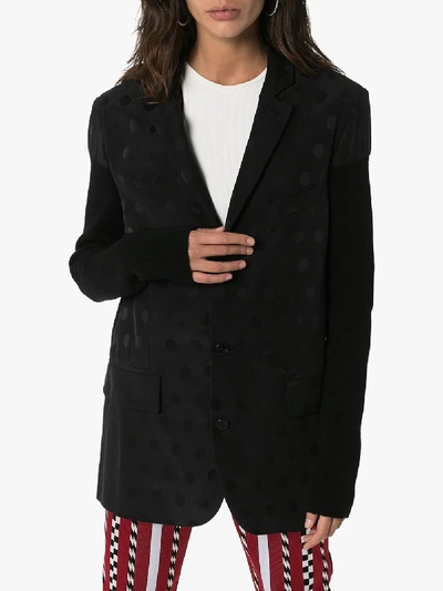 Shop Haider Ackermann Contrast Sleeve Polka Dot Blazer In Black